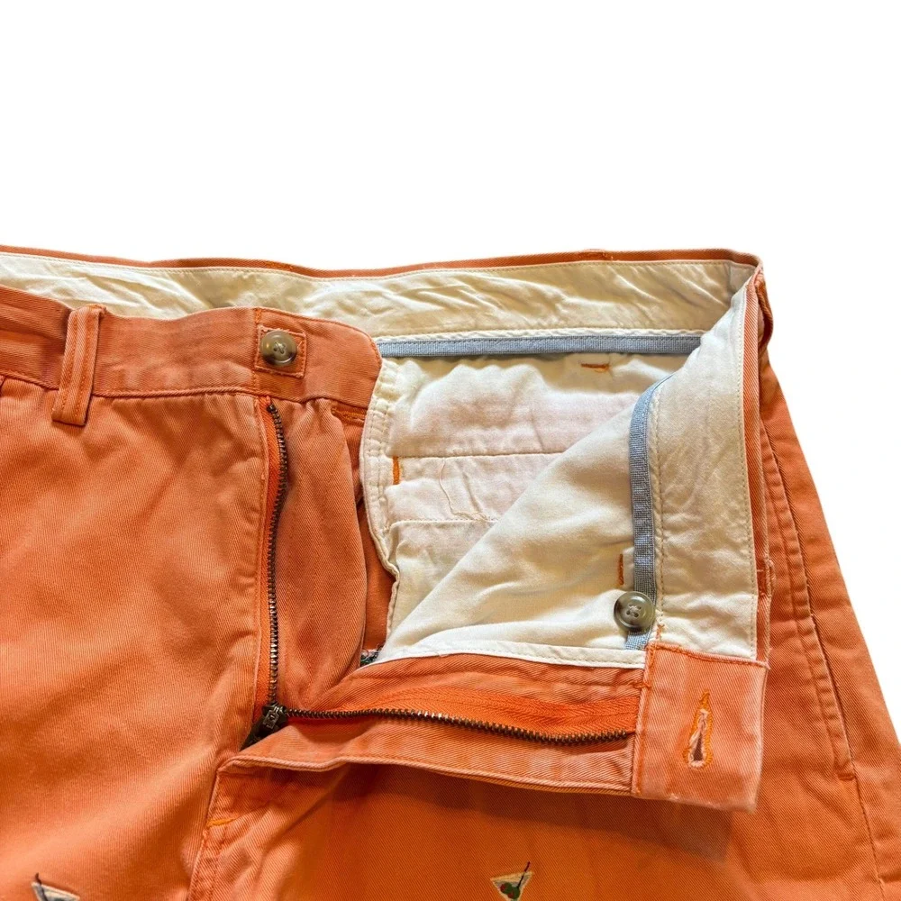 Polo Ralph Lauren Mens Orange Martini Glass Embroidered Classic Fit Shorts 34x9 - Picture 3 of 12